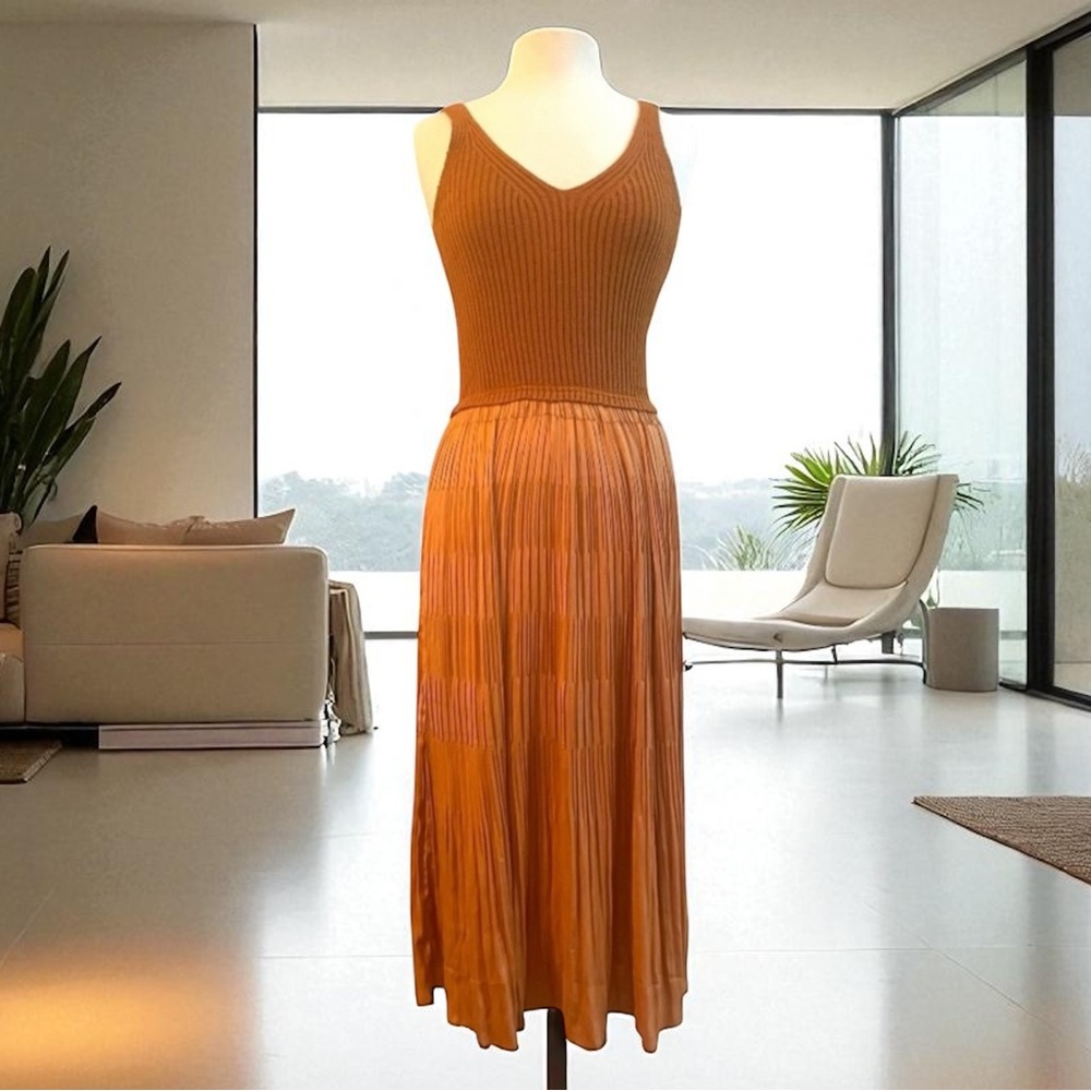 New! CURRENT AIR LOS ANGELES SWEATER TOP MIDI DRESS BURNT ORANGE SIZE XS